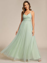 Double Straps Pleated Empire Waist Bridesmaid Dress